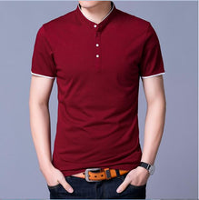 Load image into Gallery viewer, Free Shipping Summer Mens Pure Cotton T Shirts Fashion Stand Up Collar Solid Color Shirts 100% Cotton T Shirt Short Sleeve
